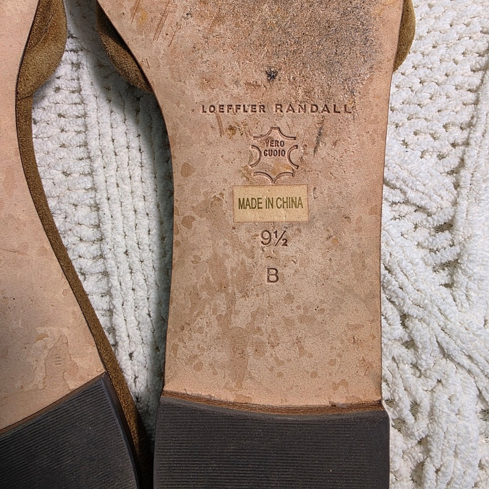 Loeffler Randall Hadley Bow Sandal Suede Slides Brown Women 9.5 Excellent - Picture 4 of 5